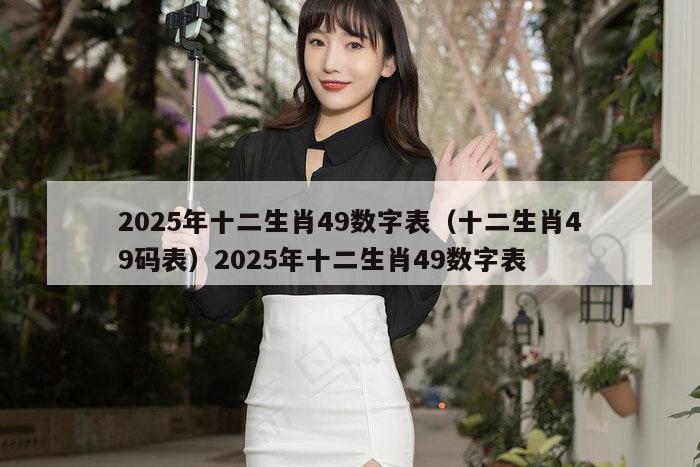 2025年十二生肖49数字表(十二生肖49码表)2025年十二生肖49数字表